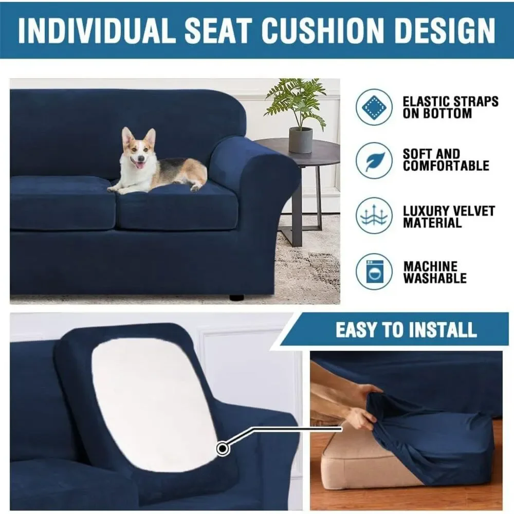 Velvet Armchair Slipcover, Navy